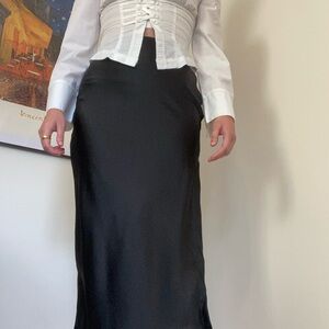 Elegant Black Satin Skirt